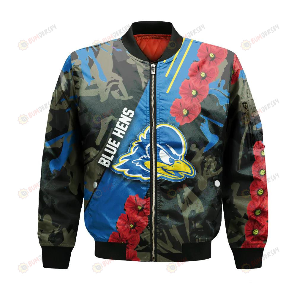 Delaware Blue Hens Bomber Jacket 3D Printed Sport Style Keep Go on