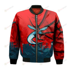 Delaware State Hornets Bomber Jacket 3D Printed Basketball Net Grunge Pattern