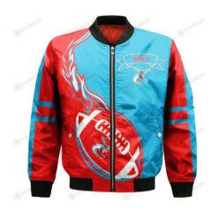 Delaware State Hornets Bomber Jacket 3D Printed Flame Ball Pattern