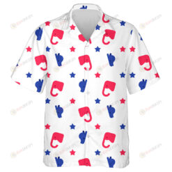 Democrat And Republican Background Elephant And Donkey Pattern Hawaiian Shirt