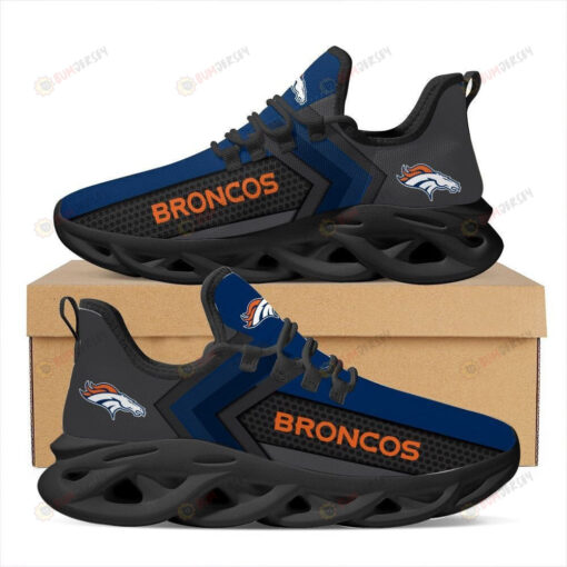 Denver Broncos 3D Max Soul Sneaker Shoes In Blue Black