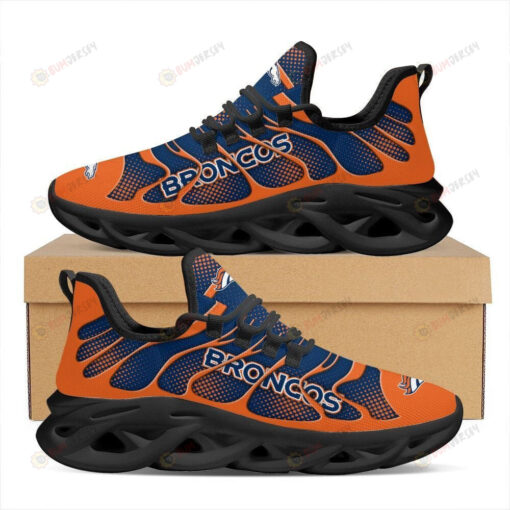 Denver Broncos 3D Max Soul Sneaker Shoes In Orange Blue