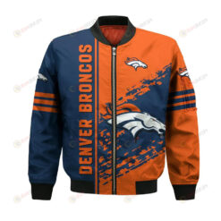 Denver Broncos Bomber Jacket 3D Printed Logo Pattern In Team Colours
