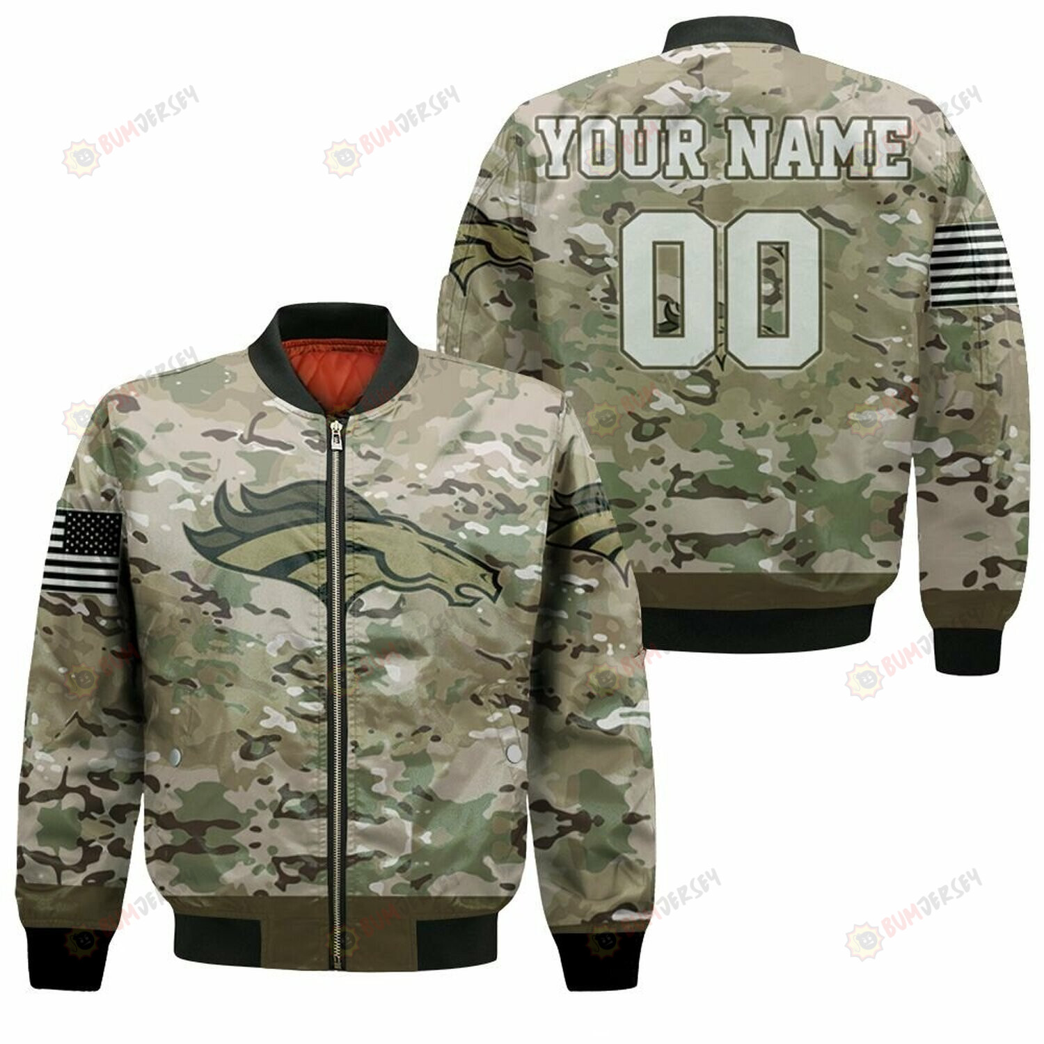 Denver Broncos Camo Pattern 3D Customized Pattern Bomber Jacket