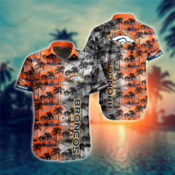 Denver Broncos Coconut Tree Pattern Curved Hawaiian Shirt In Orange & Black