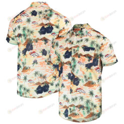 Denver Broncos Cream Paradise Floral Button-Up Hawaiian Shirt