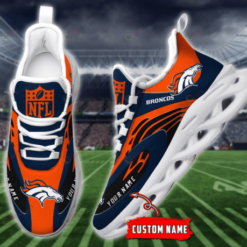 Denver Broncos Curve Line Pattern Custom Name 3D Max Soul Sneaker Shoes