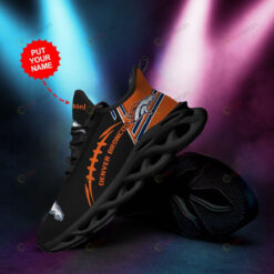 Denver Broncos Custom Name 3D Max Soul Sneaker Shoes In Black Orange