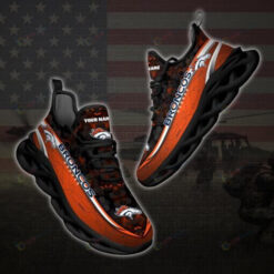 Denver Broncos Custom Name 3D Max Soul Sneaker Shoes In Orange Black