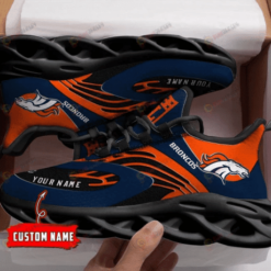 Denver Broncos Custom Name 3D Max Soul Sneaker Shoes In Orange Blue