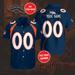 Denver Broncos Custom Name And Number Curved Hawaiian Shirt