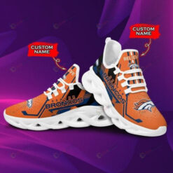 Denver Broncos Custom Name Orange 3D Max Soul Sneaker Shoes