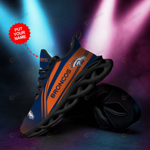 Denver Broncos Custom Name Orange Blue 3D Max Soul Sneaker Shoes