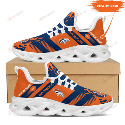 Denver Broncos Custom Name Stripe 3D Max Soul Sneaker Shoes