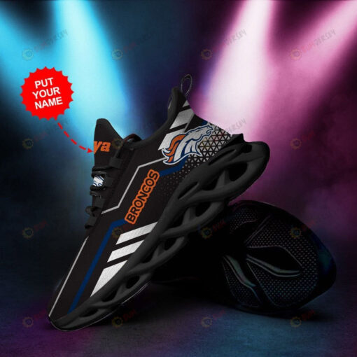 Denver Broncos Custom Name Stripe Pattern Black 3D Max Soul Sneaker Shoes