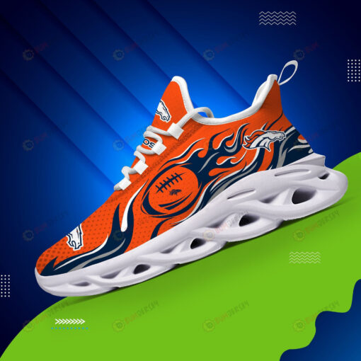 Denver Broncos Fireball Pattern 3D Max Soul Sneaker Shoes