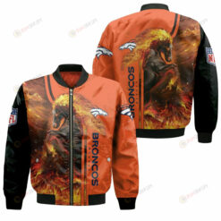 Denver Broncos Horse Pattern Bomber Jacket - Orange