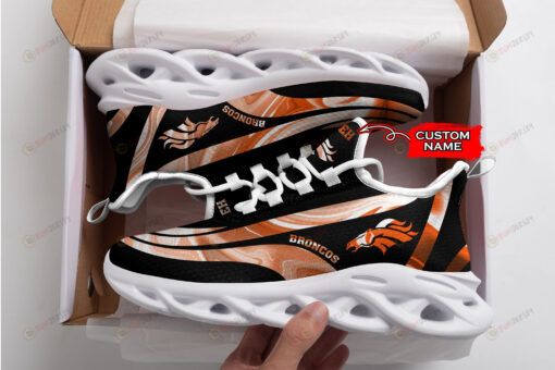 Denver Broncos Logo Color Stripe Pattern Custom Name 3D Max Soul Sneaker Shoes