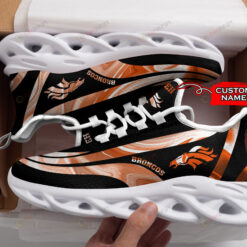 Denver Broncos Logo Color Stripe Pattern Custom Name 3D Max Soul Sneaker Shoes