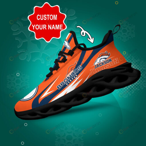 Denver Broncos Logo Curve Line Pattern Custom Name 3D Max Soul Sneaker Shoes