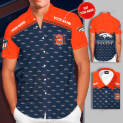 Denver Broncos Logo Custom Name Curved Hawaiian Shirt