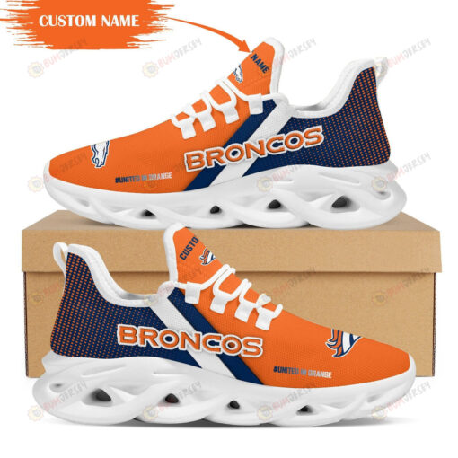 Denver Broncos Logo Custom Name Orange 3D Max Soul Sneaker Shoes