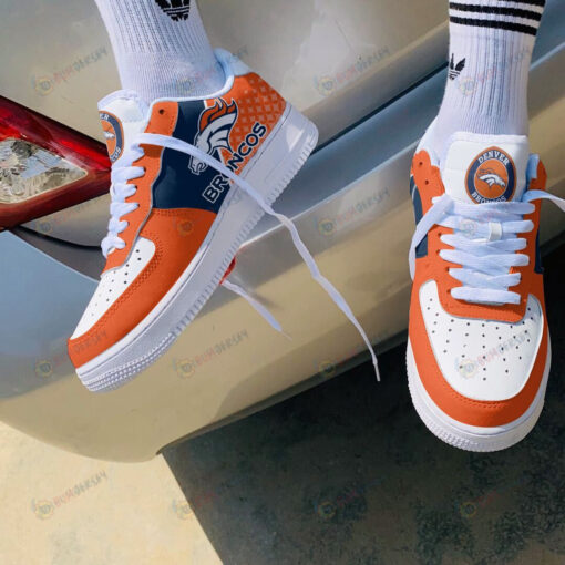 Denver Broncos Logo Pattern Air Force 1 Printed In Orange Blue