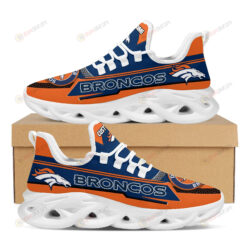 Denver Broncos Logo Pattern Custom Name 3D Max Soul Sneaker Shoes In Orange Blue