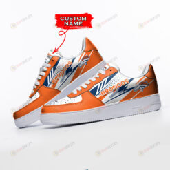 Denver Broncos Logo Pattern Custom Name Air Force 1 Printed In Orange