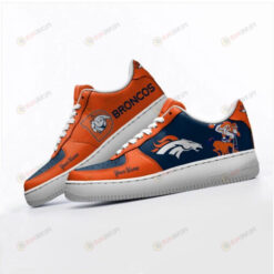 Denver Broncos Logo Pattern Custom Name Air Force 1 Printed In Orange Blue