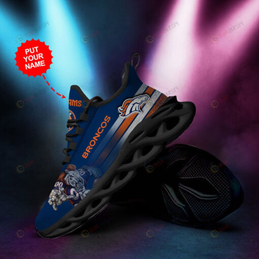 Denver Broncos Logo Stripe Custom Name 3D Max Soul Sneaker Shoes