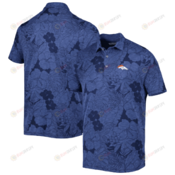 Denver Broncos Men Polo Shirt Floral Flowers Pattern Printed - Navy