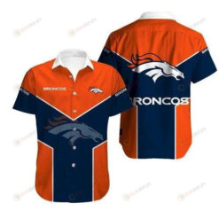 Denver Broncos Navy Orange Pattern Curved Hawaiian Shirt