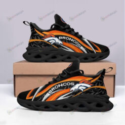 Denver Broncos Orange Curve Line 3D Max Soul Sneaker Shoes