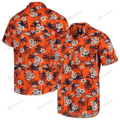 Denver Broncos Orange Floral Woven Button-Up Hawaiian Shirt