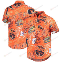 Denver Broncos Orange Thematic Button-Up Hawaiian Shirt