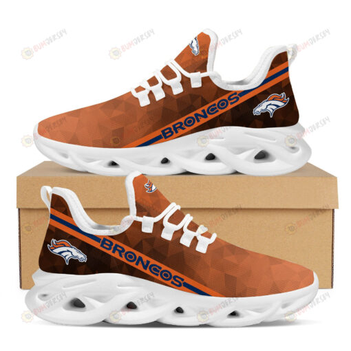 Denver Broncos Polygonal Design Pattern 3D Max Soul Sneaker Shoes