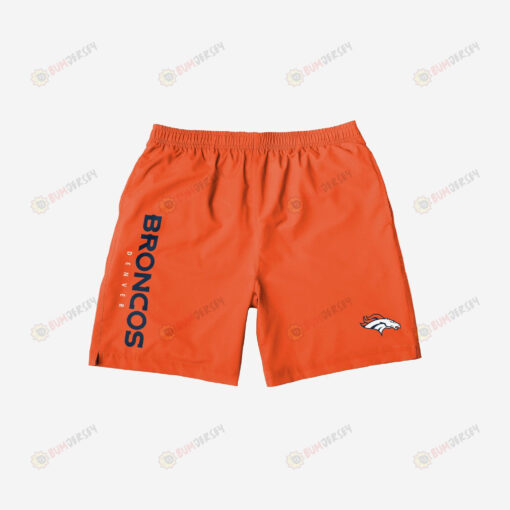 Denver Broncos Solid Wordmark Traditional Hawaiian Men Shorts Swim Trunks - Print Shorts