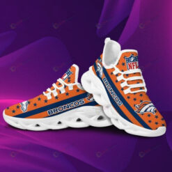 Denver Broncos Star Pattern Orange 3D Max Soul Sneaker Shoes