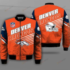 Denver Broncos Team Logo Pattern Bomber Jacket- Orange