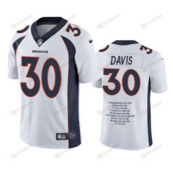 Denver Broncos Terrell Davis 30 White Career Highlight Limited Edition Jersey