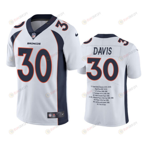 Denver Broncos Terrell Davis 30 White Career Highlight Limited Edition Jersey