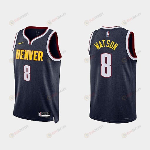 Denver Nuggets 8 Peyton Watson 2022-23 Icon Edition Navy Men Jersey