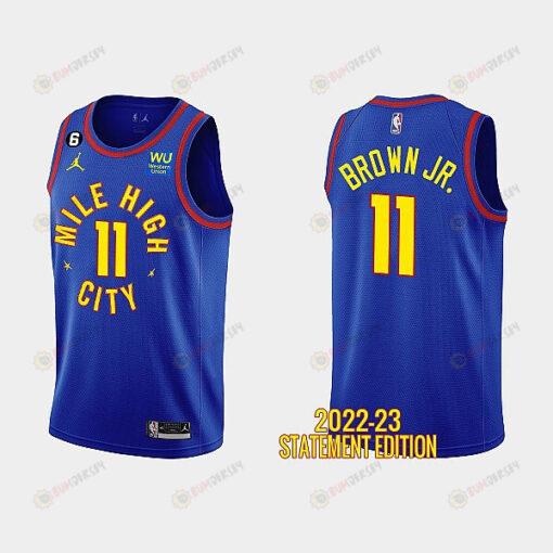 Denver Nuggets Bruce Brown Jr. 11 Royal Blue 2022-23 Statement Edition Men Jersey