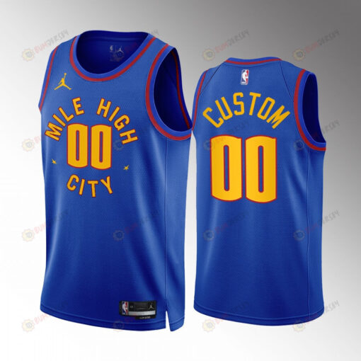 Denver Nuggets Custom 00 2022-23 Statement Edition Blue Jersey Mile High City