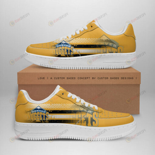 Denver Nuggets Logo Stripe Pattern Air Force 1 Printed In Yellow