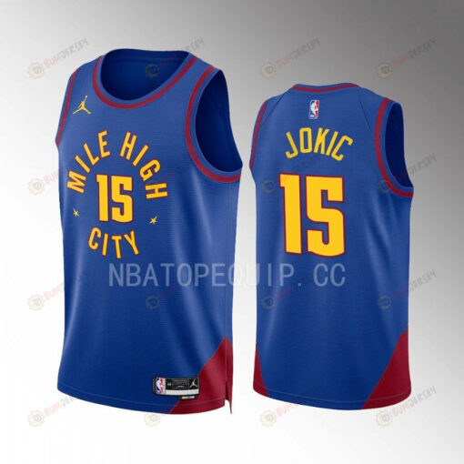 Denver Nuggets Nikola Jokic 15 2022-23 Statement Edition Blue Jersey Mile High City