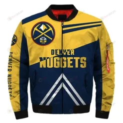 Denver Nuggets Pattern Bomber Jacket - Yellow And Navy