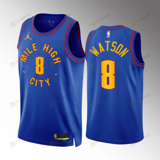 Denver Nuggets Peyton Watson 8 2022-23 Statement Edition Blue Jersey Mile High City