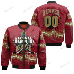 Denver Pioneers Custom Text And Number Bomber Jacket 3D Printed Ice Hockey 2022 National Champions